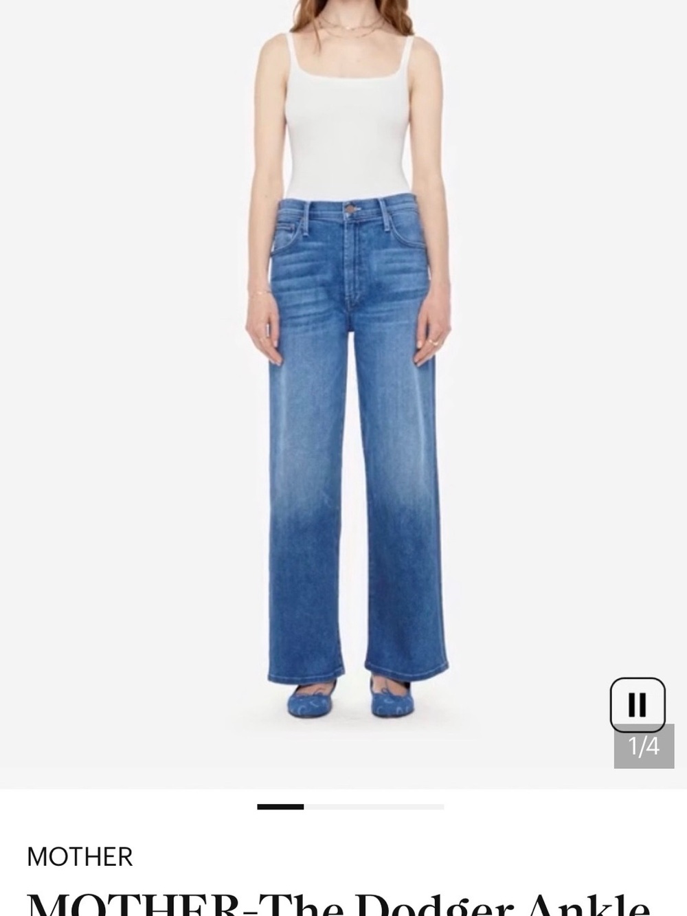 MOTHER The Dodger Wide-Leg Jeans in Medium Blue NWT